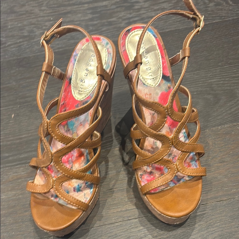 Madden Girl Brown Wedge Sandals with Cork